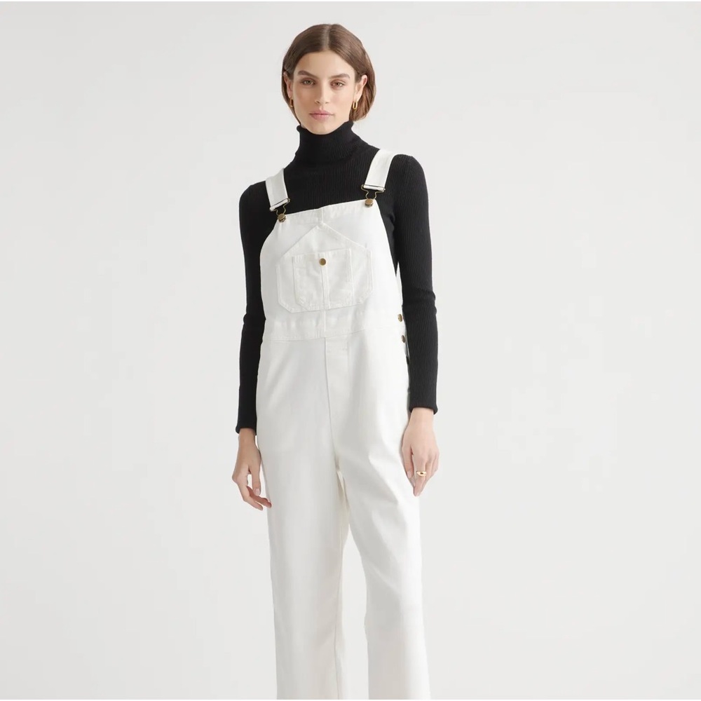 Quince Organic Stretch Cotton Twill Relaxed Overalls Large NWT